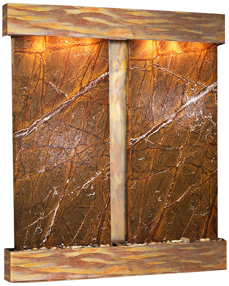 Cottonwood Falls Rustic Copper Brown Marble Wall Fountain
