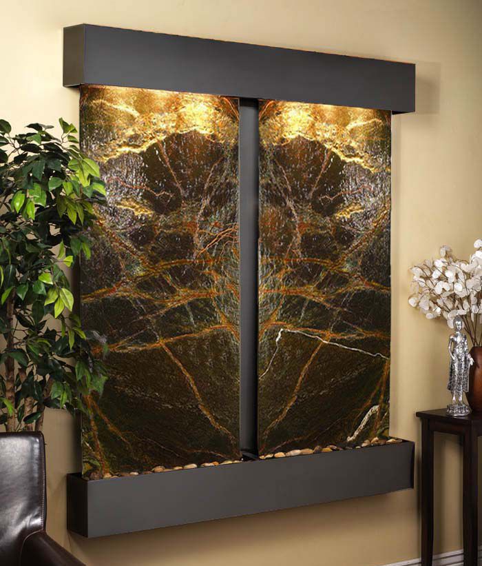 Cottonwood Falls 69" High Green Marble Modern Wall Fountain