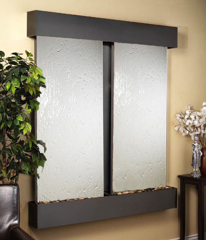 Cottonwood Falls Mirror Blackened Copper 69"H Wall Fountain