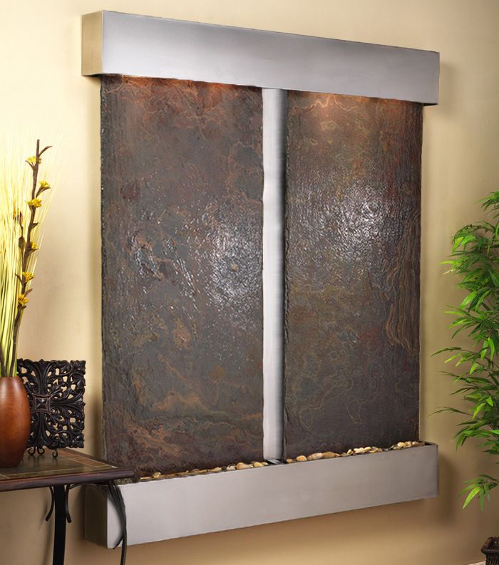 Cottonwood Falls Steel Multicolor Slate 69"H Wall Fountain