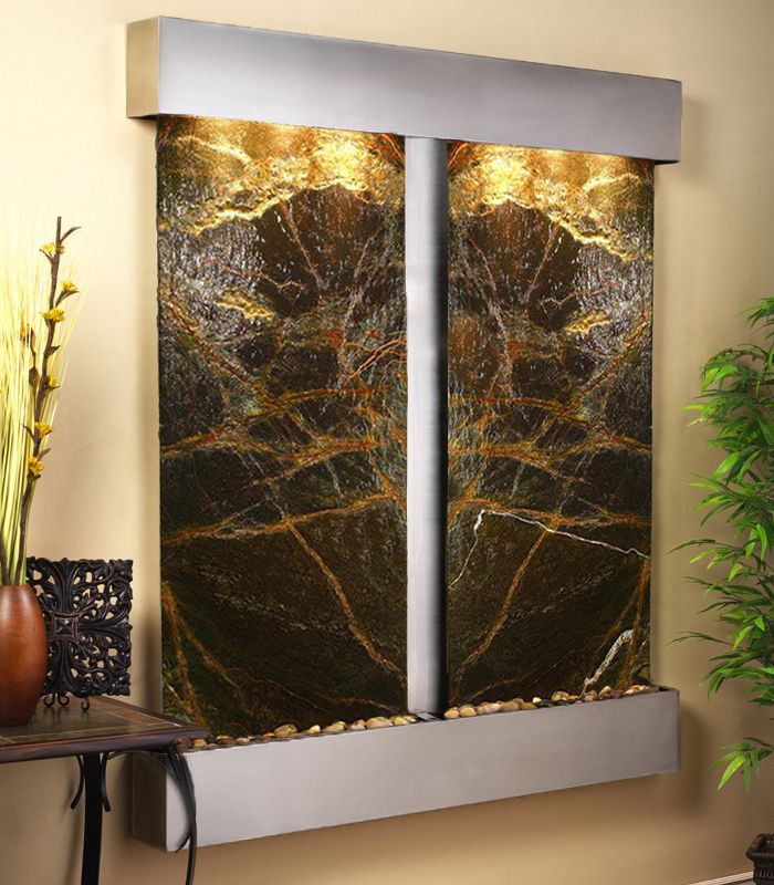 Cottonwood Falls Steel Green Marble 69" High Wall Fountain