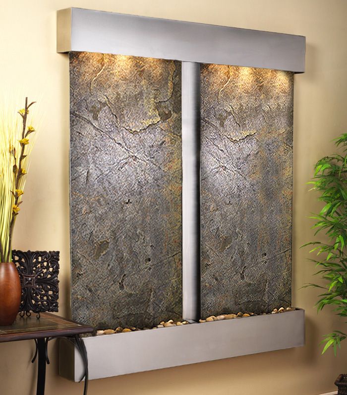 Cottonwood Falls Steel Green Featherstone 69"H Wall Fountain