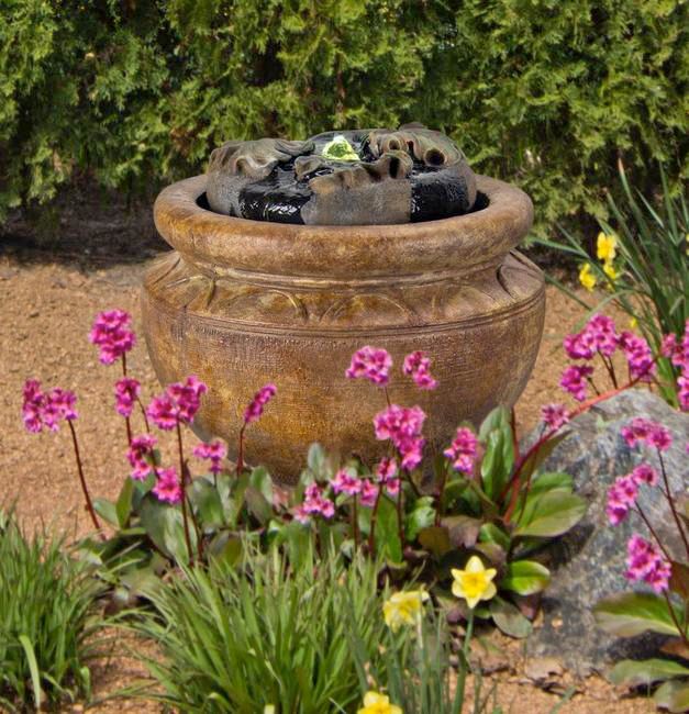 Maple Leaf 17" High Patio Bubbler Fountain with Light