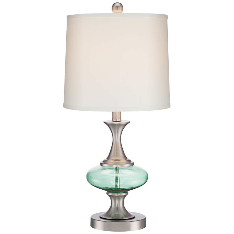 Image 2 Reiner Brushed Nickel and Blue-Green Glass Table Lamp