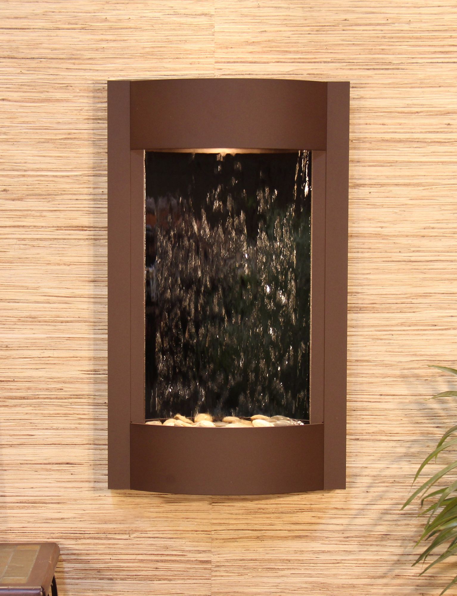 Serene Waters 36" High Mirror Brown Modern Wall Fountain
