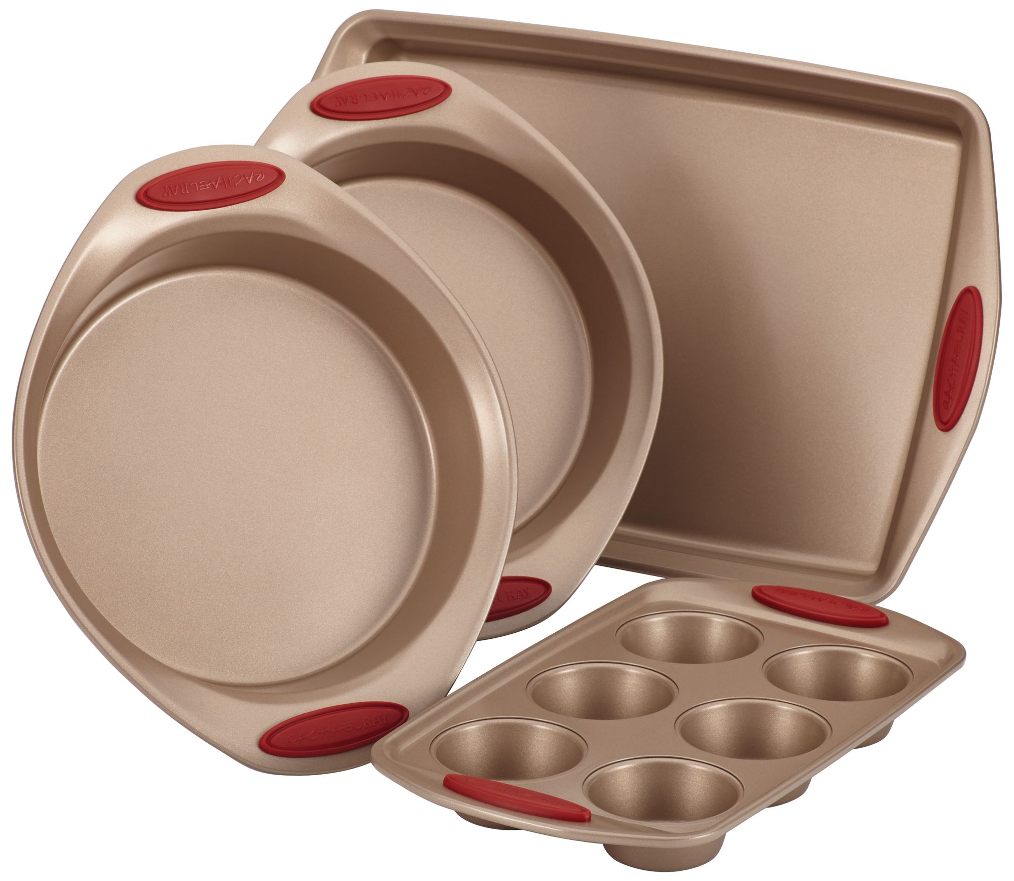 Rachael Ray Brown and Red 4-Piece Nonstick Bakeware Set