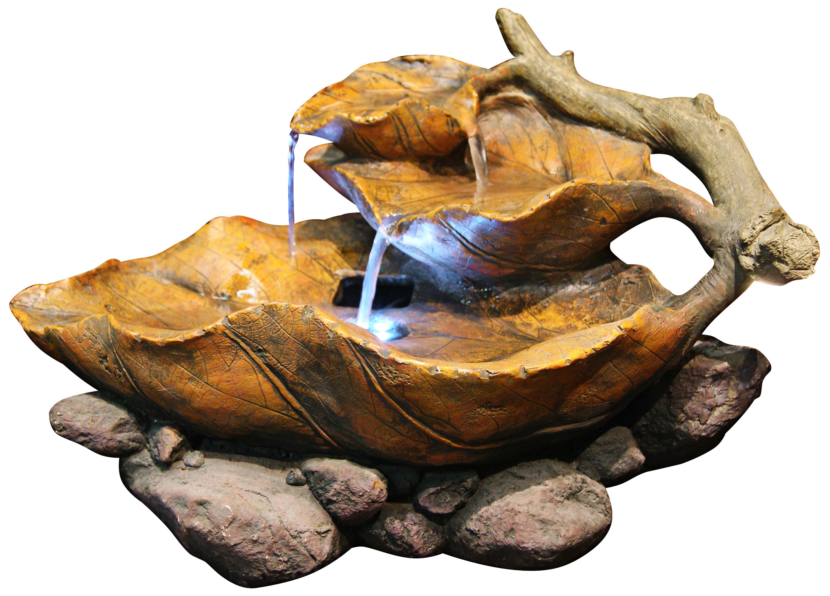 Woody Leaf LED 9" High Tabletop Indoor Outdoor Fountain 6Y209