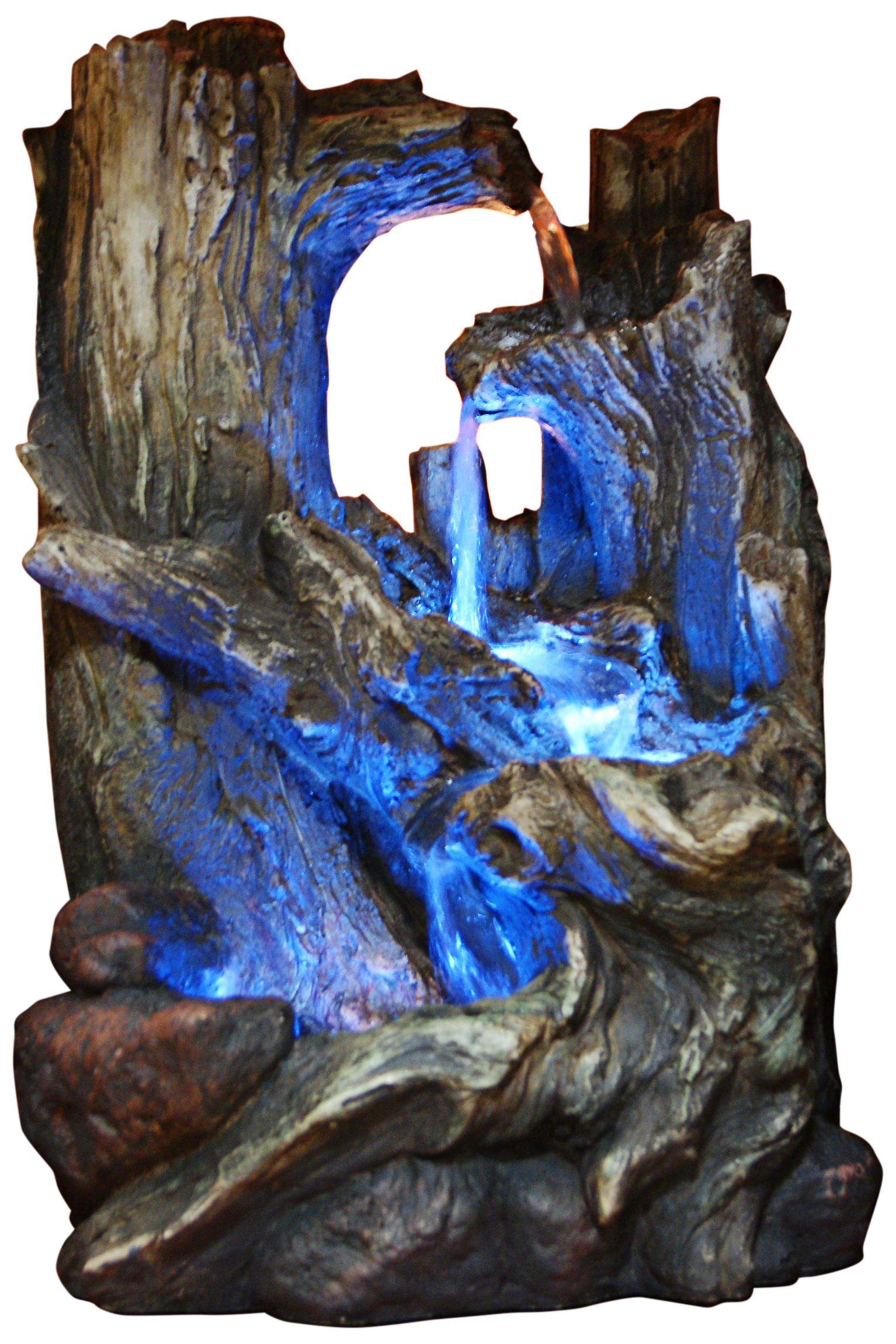 Tree Trunk Dark Gray 14" High LED Floor Fountain
