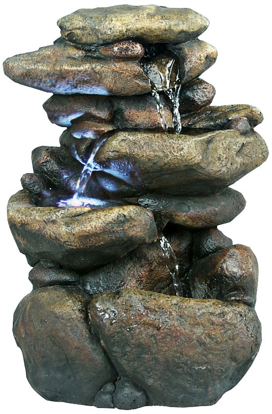 Rock Formation 3-Tier LED 11" High Tabletop Fountain