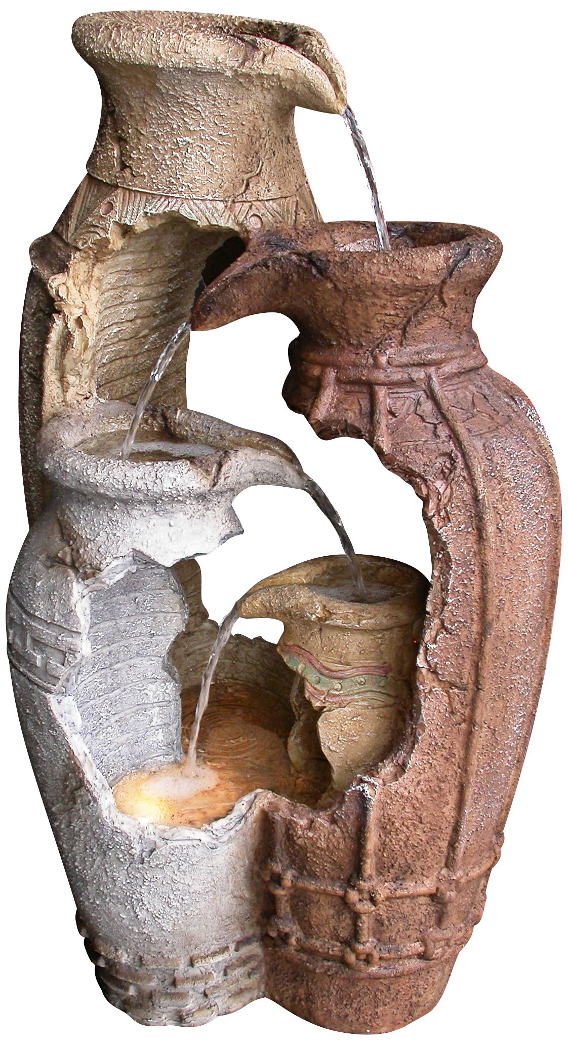Distressed Urn Pottery 39" High Rustic Garden Fountain
