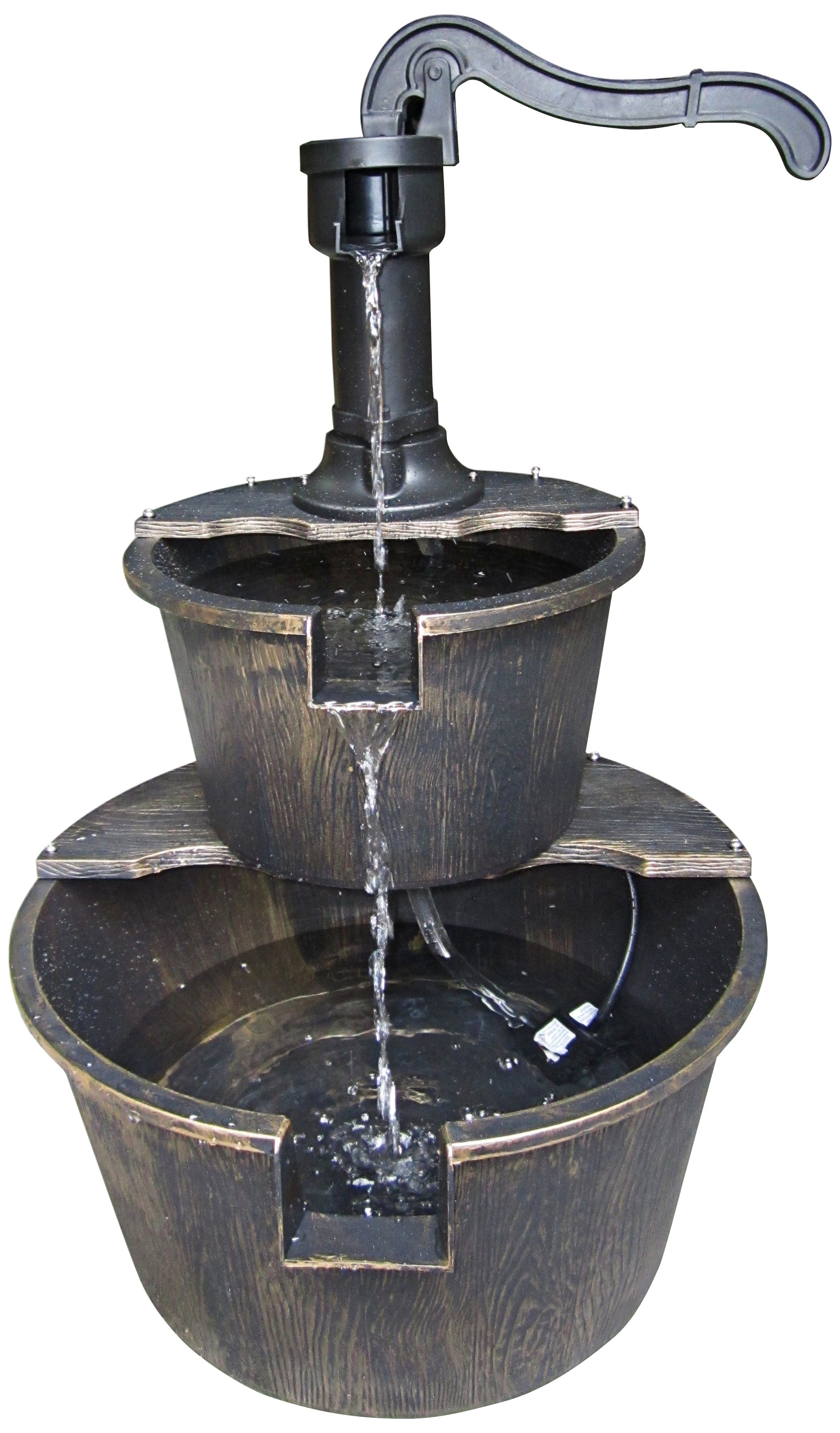 Pump and Barrels 27" High 2-Tier Bronze Fountain