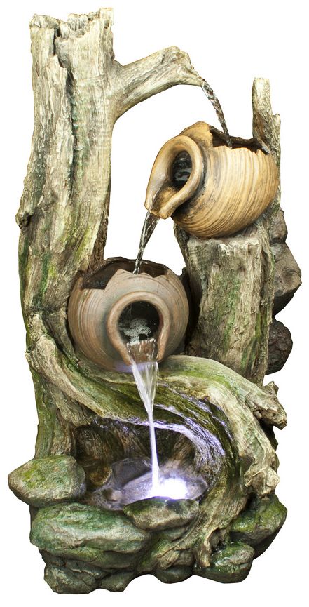 Rainforest 39" High Waterfall Tiered Jars LED Floor Fountain