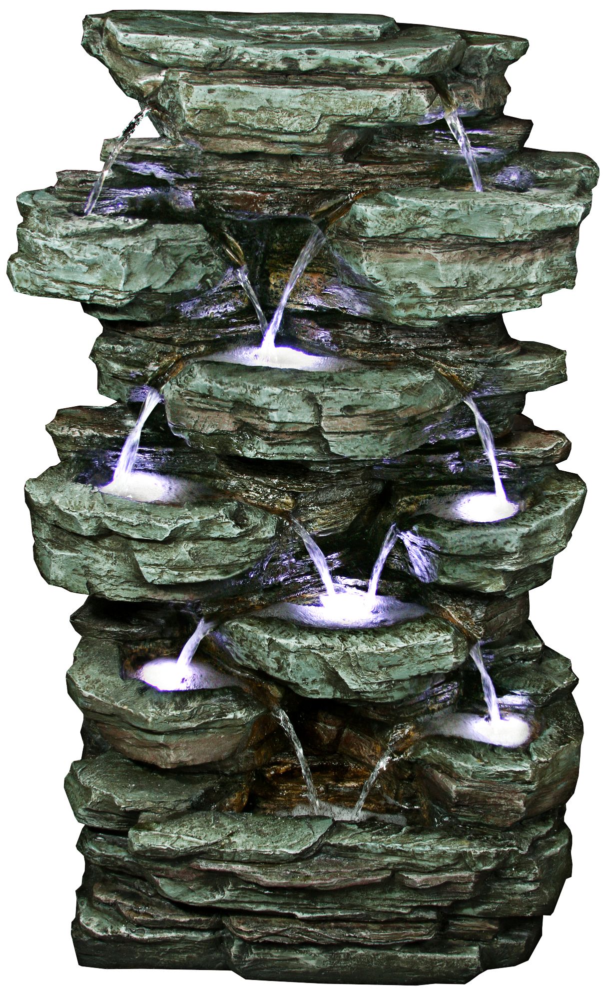Rainforest Waterfall 39"H Stacked Tier LED Floor Fountain