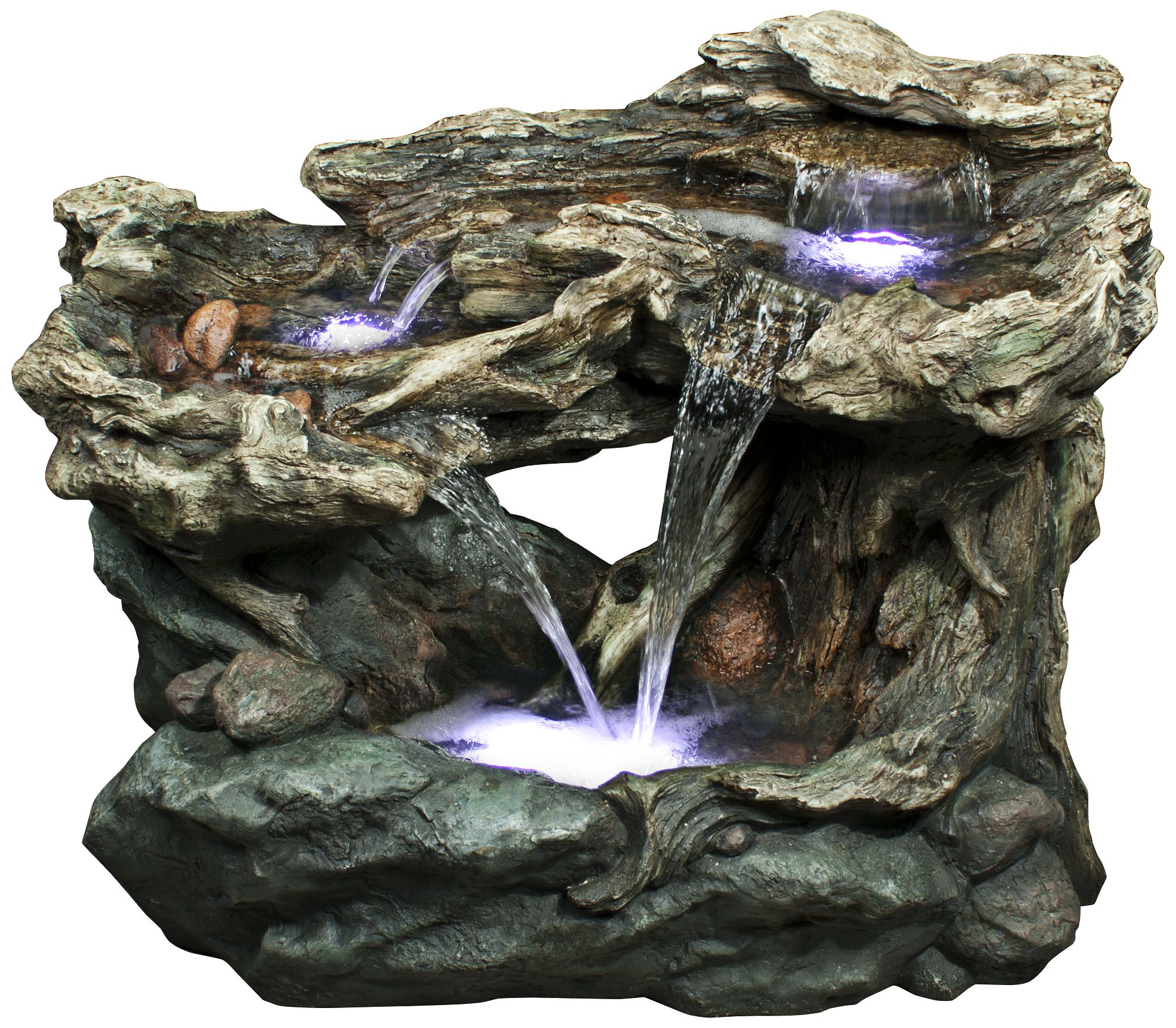 Rainforest Waterfall LED Tiered 30" High Floor Fountain