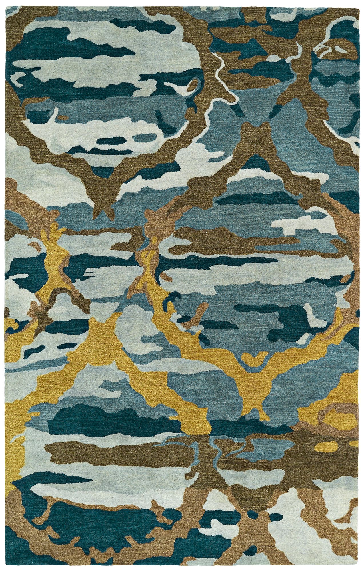 Kaleen Brushstrokes BRS02-17 Deep Blue Wool Area Rug 