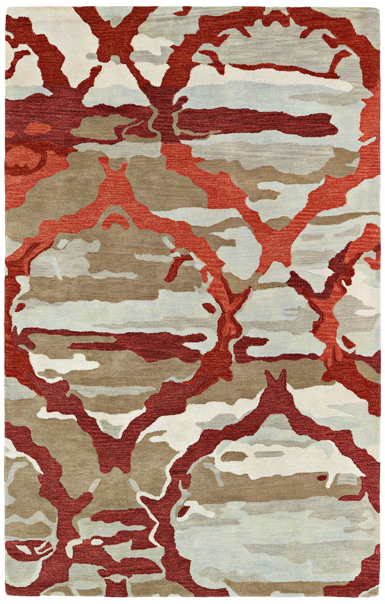 Kaleen Brushstrokes BRS02-25 Taupe and Red Wool Area Rug 
