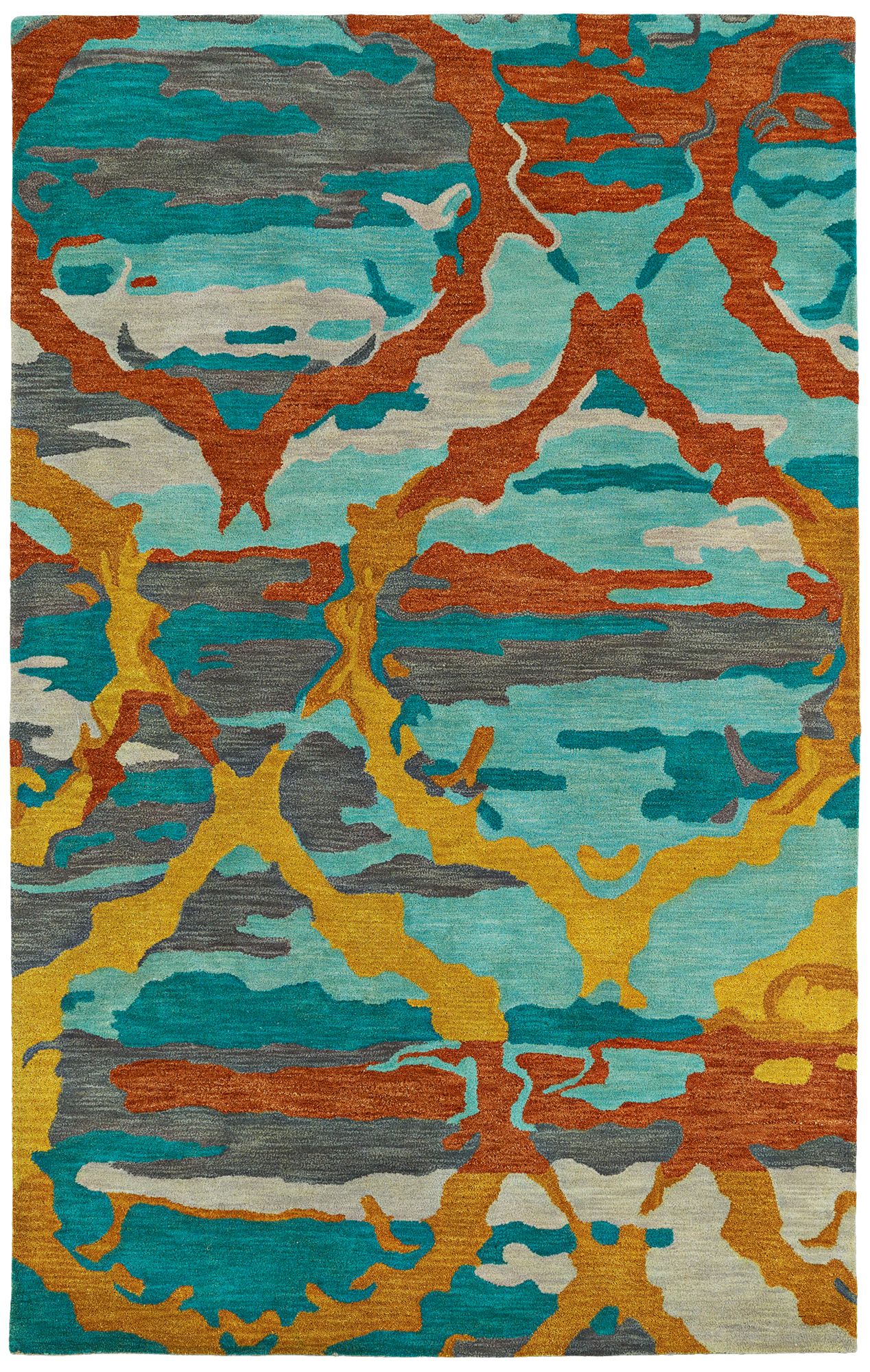 Kaleen Brushstrokes BRS02-91 Teal Wool Area Rug 