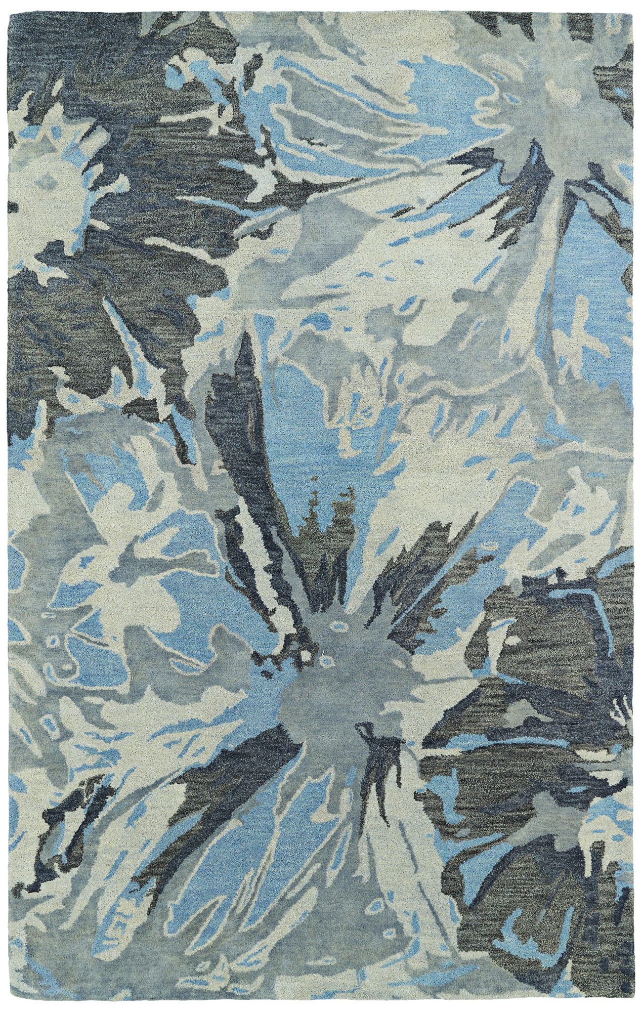 Kaleen Brushstrokes BRS06-75 Blue and Gray Wool Area Rug