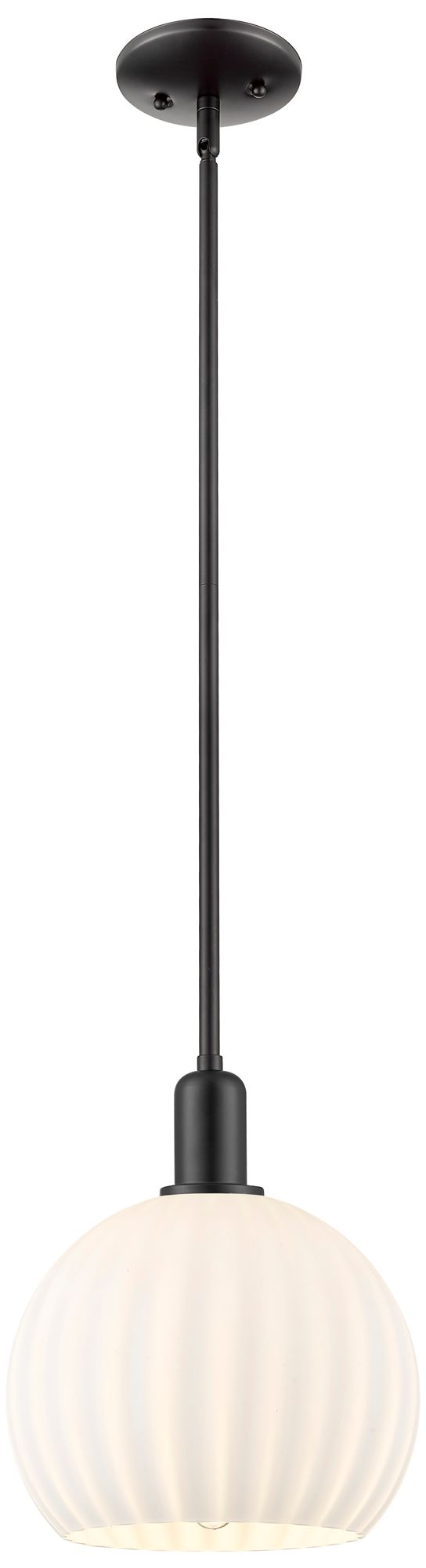 Innovations Lighting Arcadia White Venetian 10" Wide Matte Black Stem Hung Mini Pendant