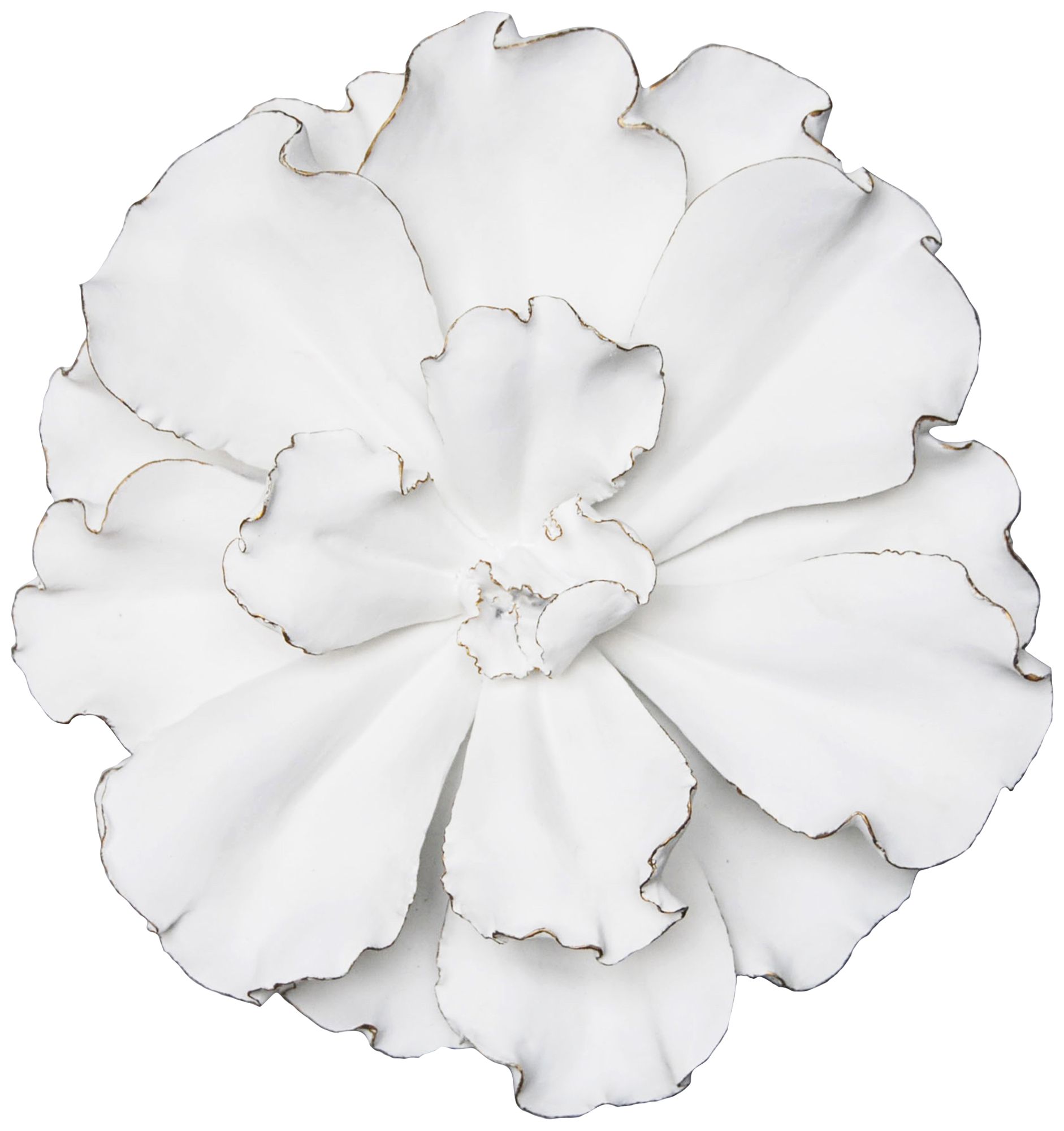 White and Gold 20" Wide Flower Wall Plaque