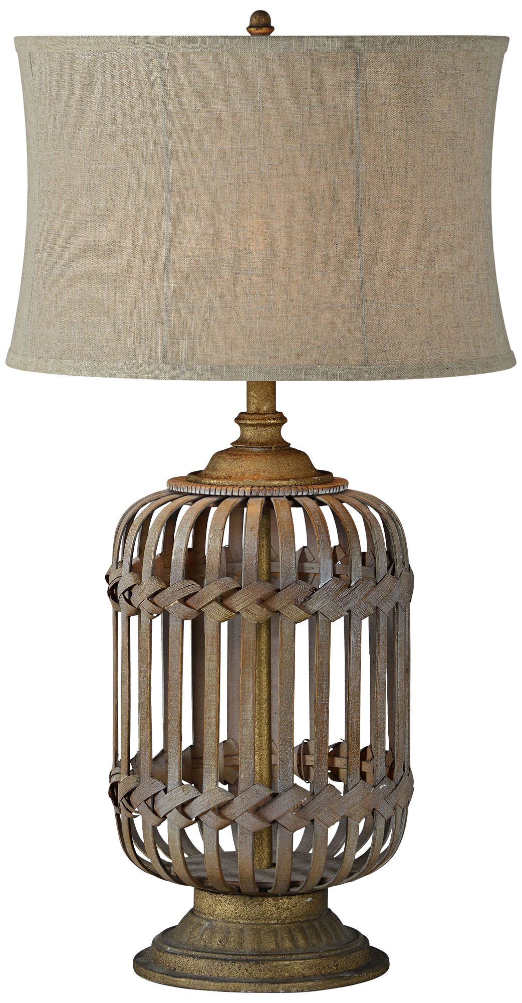 Lakeland Natural Rattan and GrayWashed Cage Table Lamp 70A58