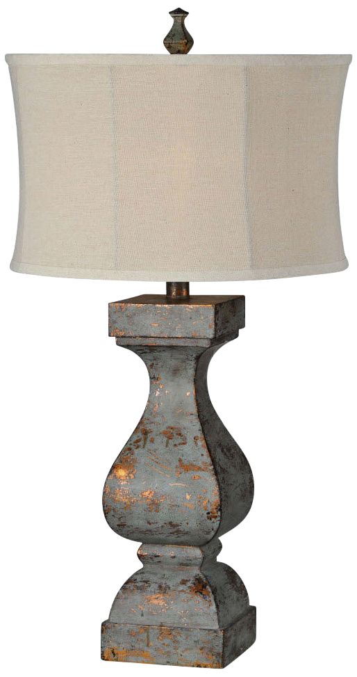 Eloise Blue Distressed with Copper Highlights Table Lamp
