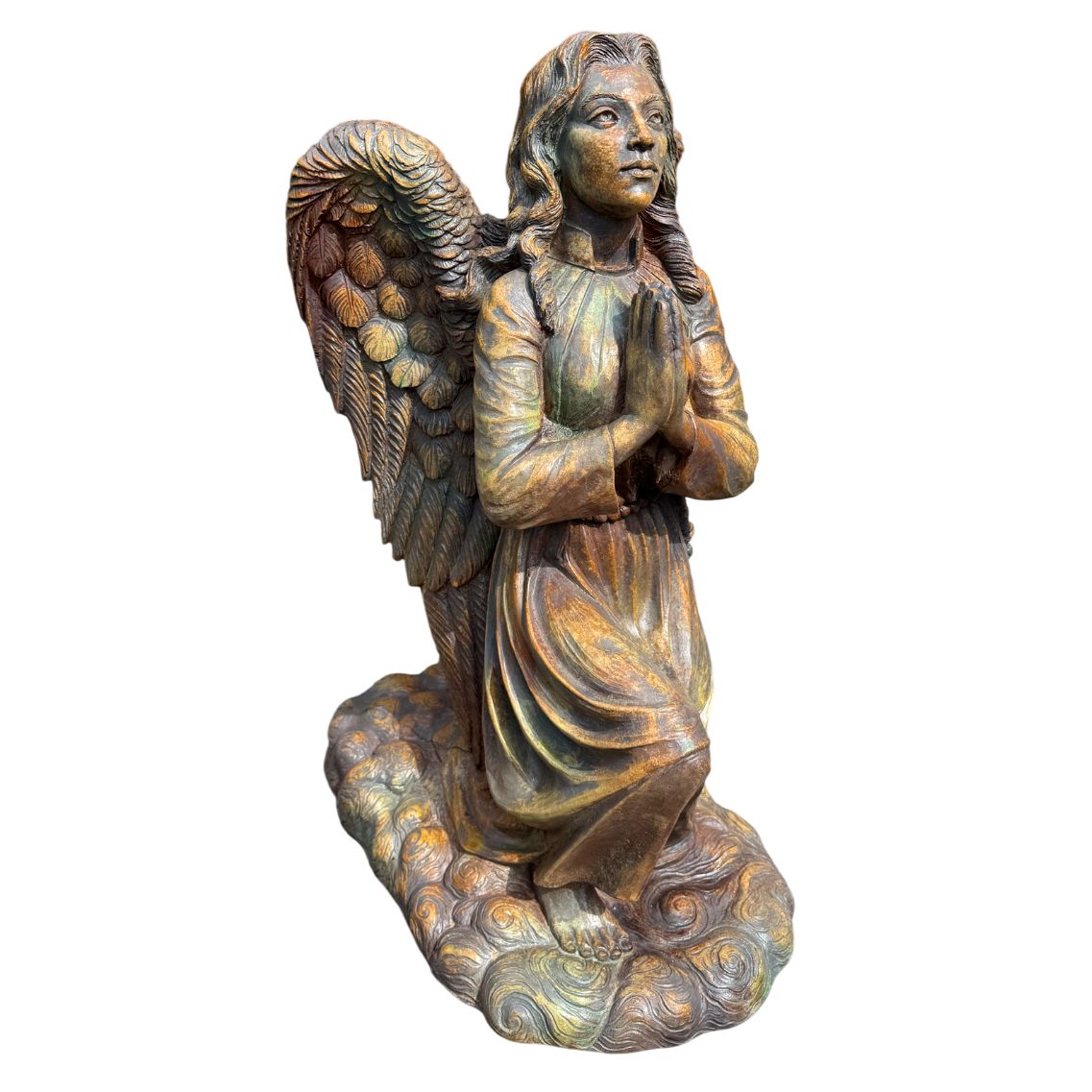 Kneeling Angel 26" High Trevia Graystone Outdoor Statue