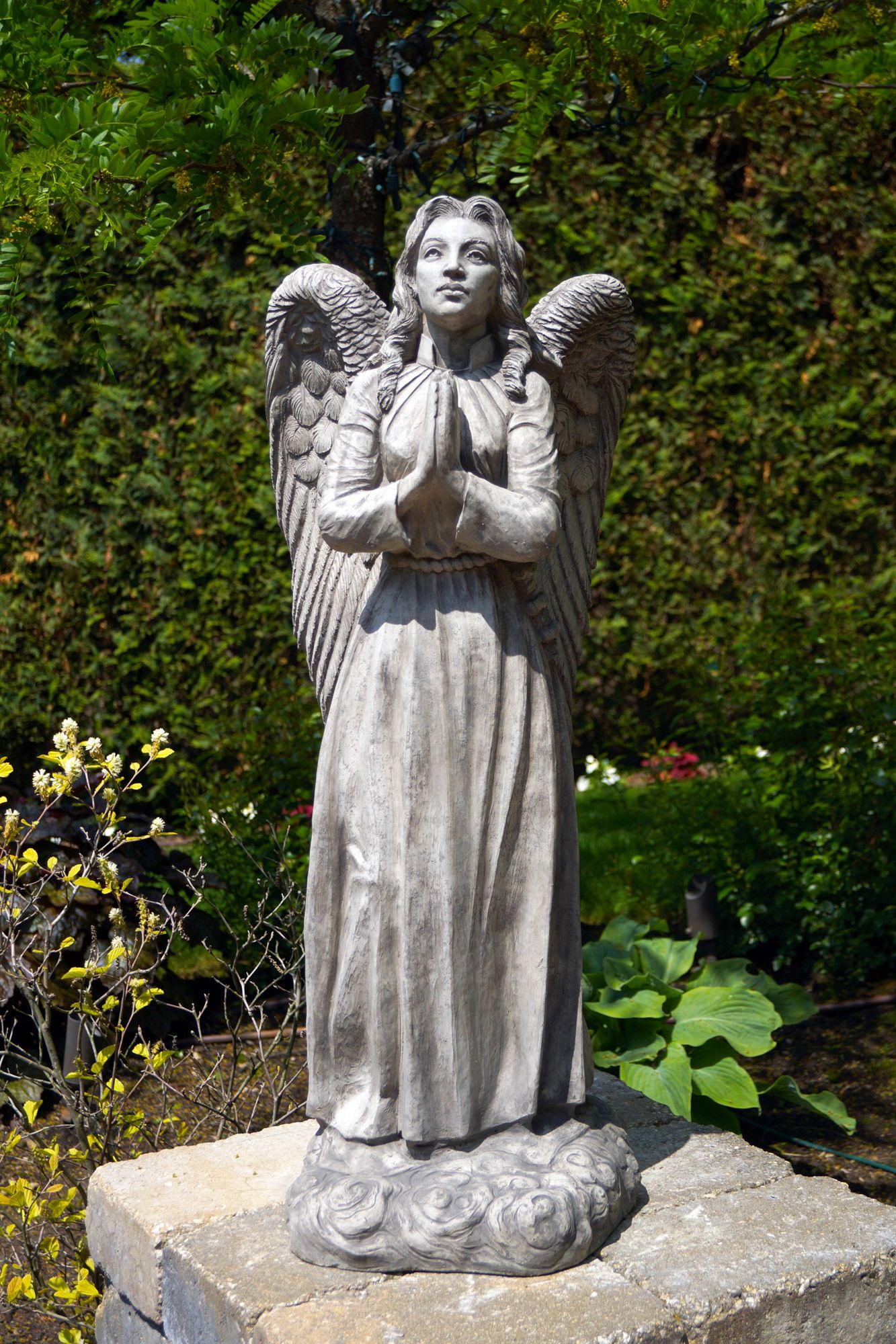 Standing Angel 37" High Trevia Graystone Outdoor Statue