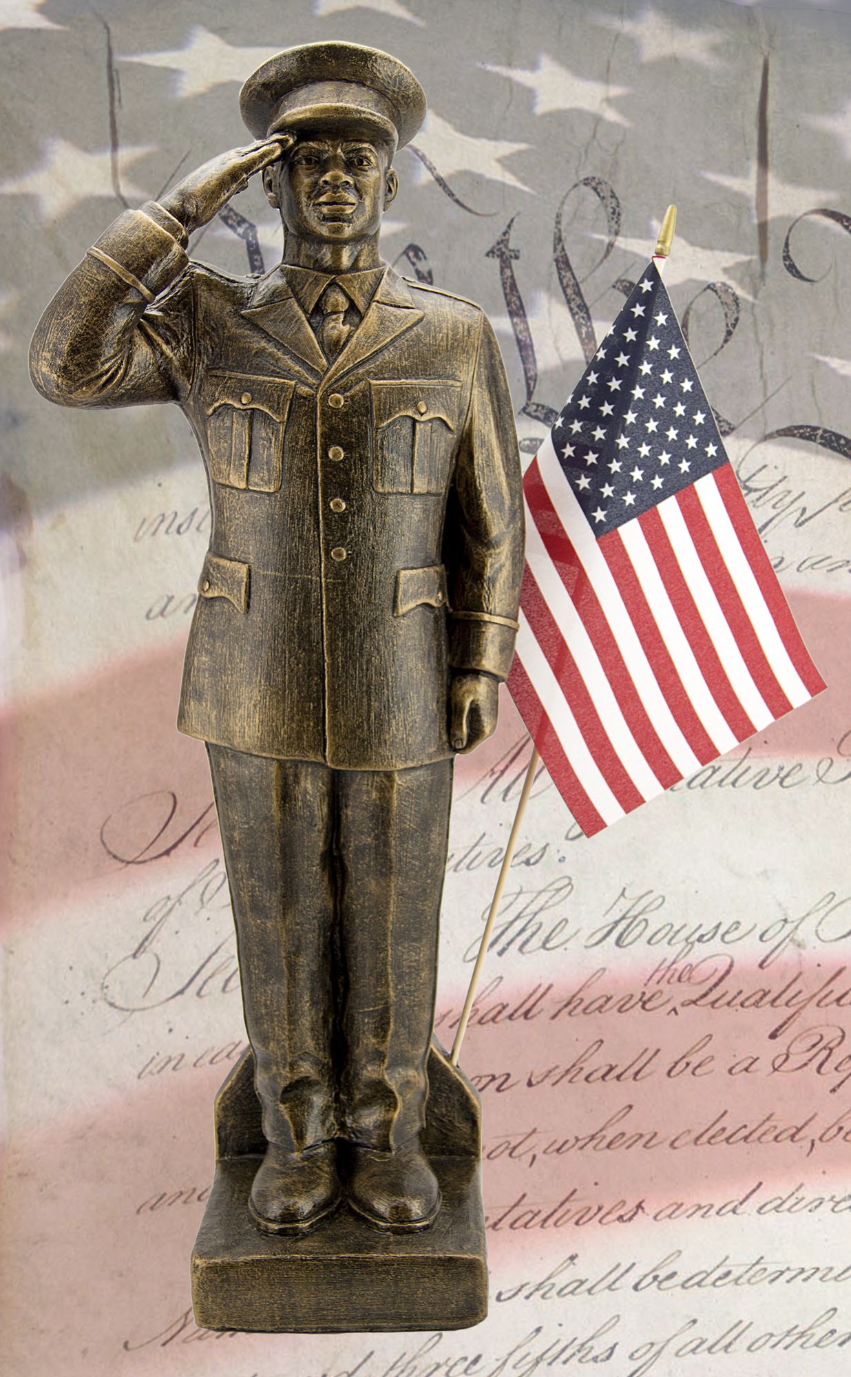Army Dress Uniform - African American 30" High Bronze Statue