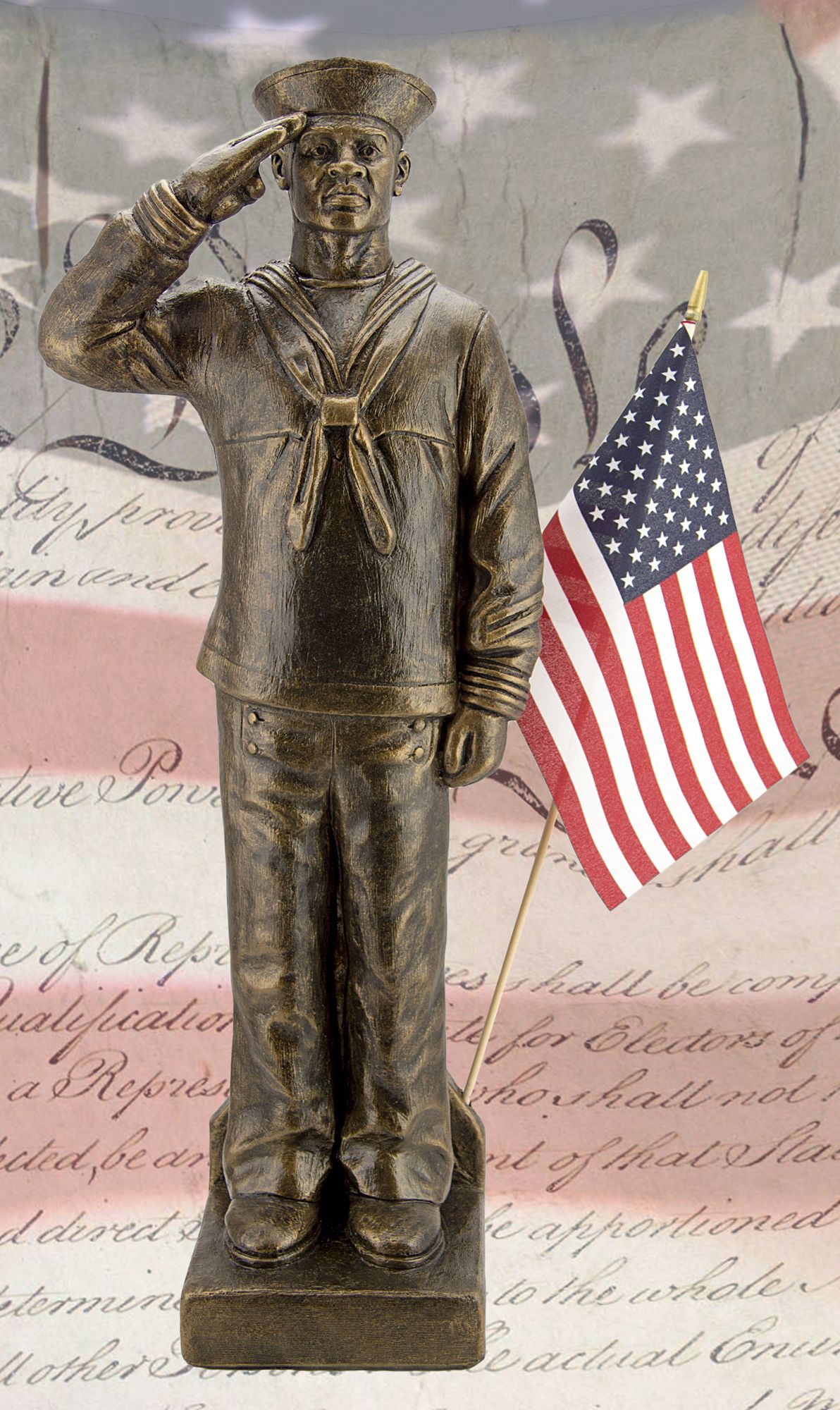Navy Sailor Uniform - African American 30"H Bronze Statue