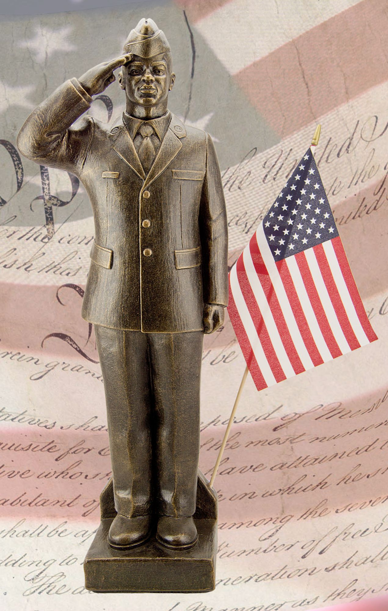 Air Force Dress Uniform African American 30"H Bronze Statue