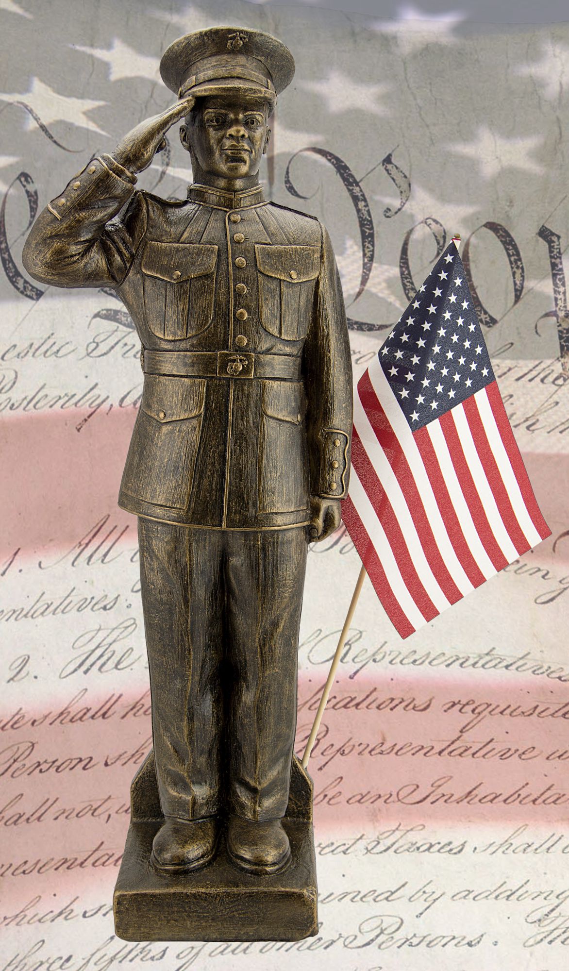 Marines Dress Uniform - African American 30"H Bronze Statue