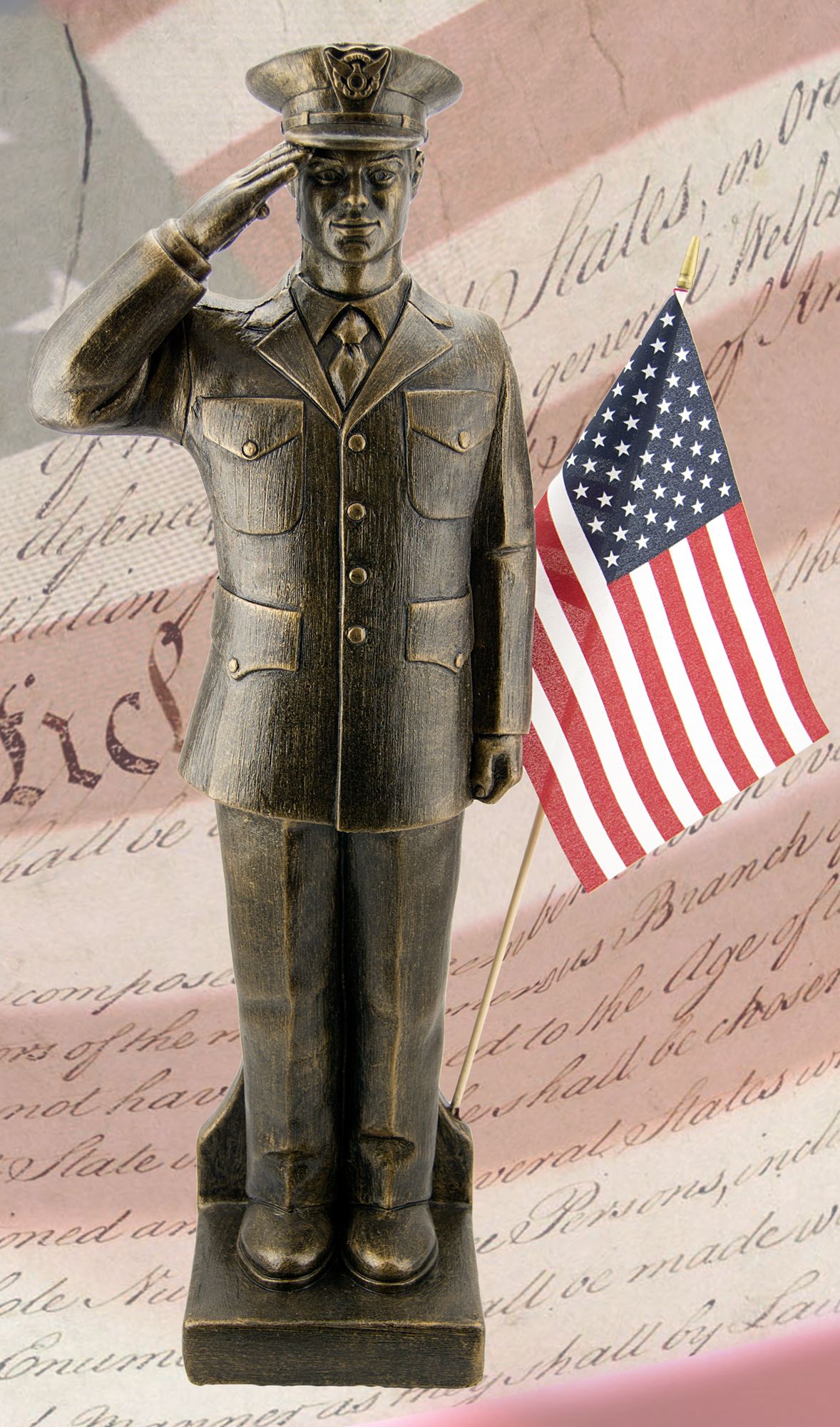 Coastguard 30" High Bronze Outdoor Statue with Flag