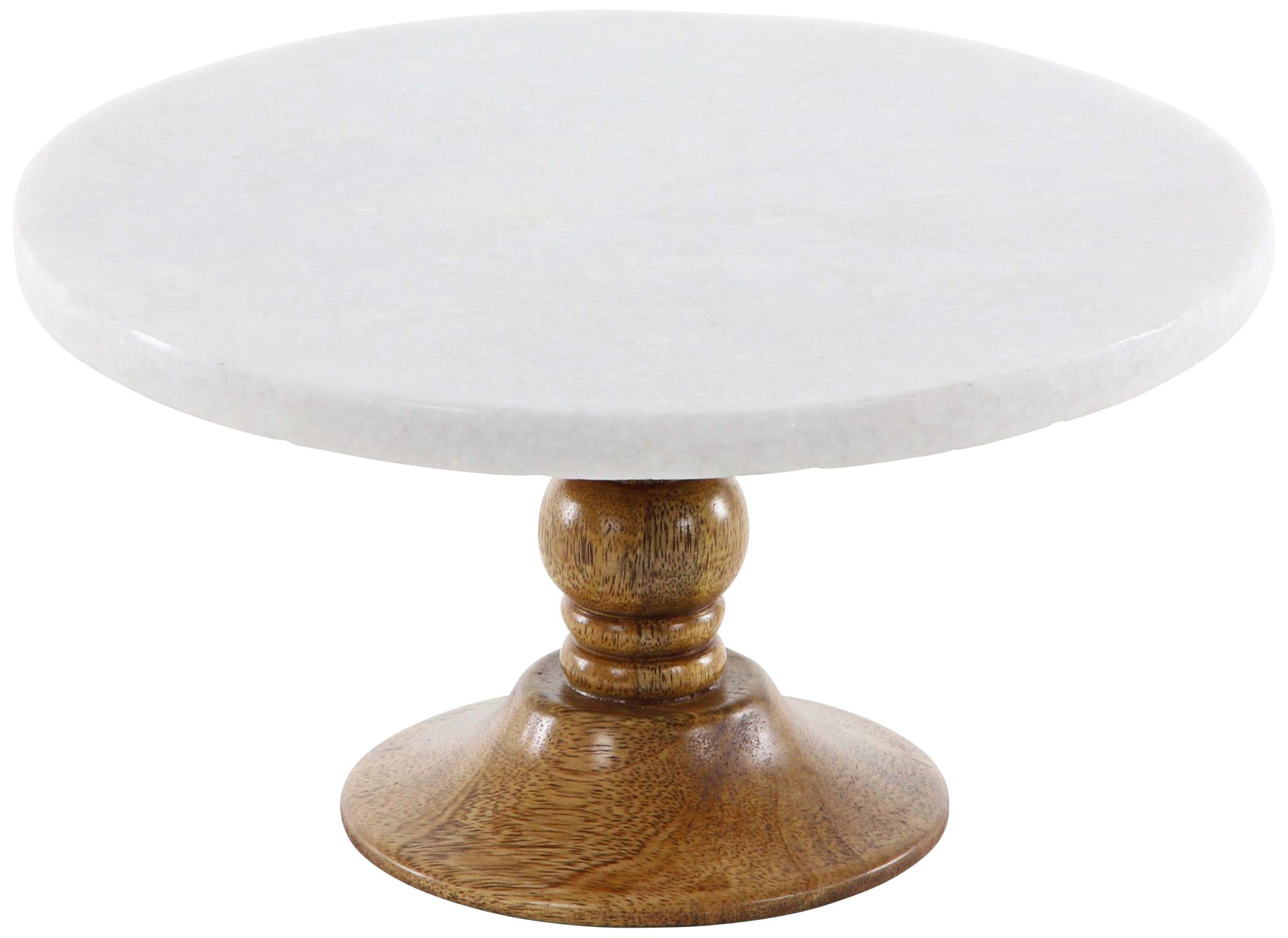 Marbling and Natural Brown Wood 10" Wide Cake Stand