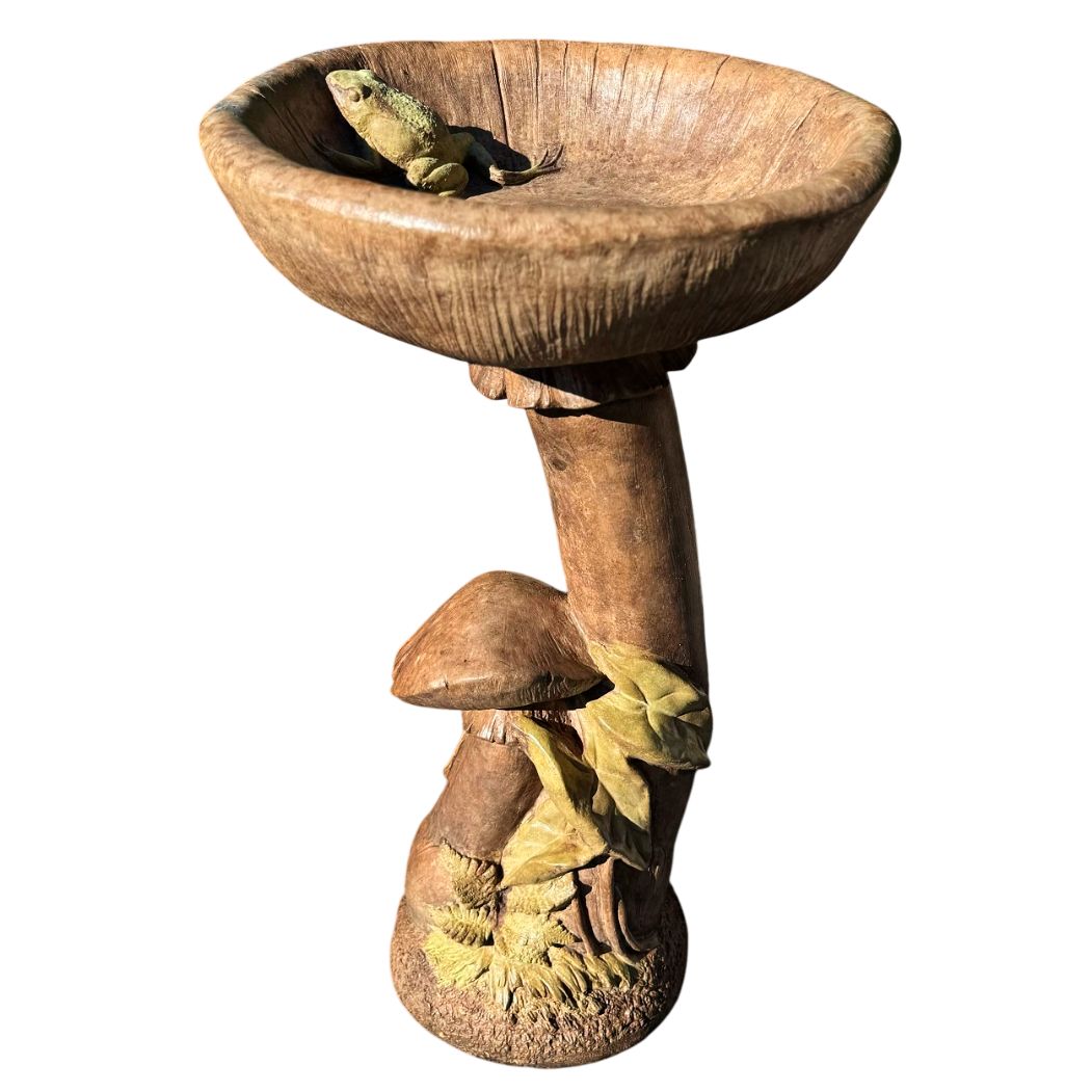 Frog and Mushroom 24" High Garden Birdbath