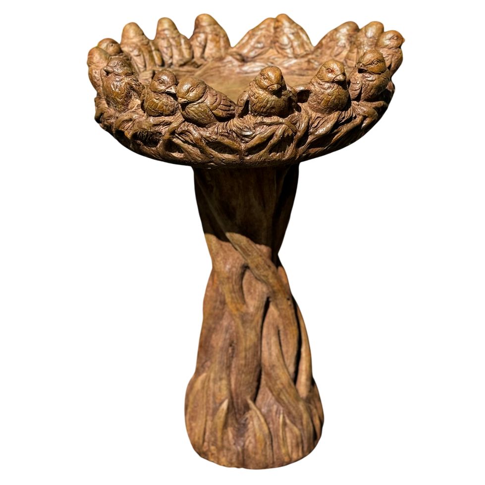 Ring of Birds 24" High Cast Stone Garden Birdbath