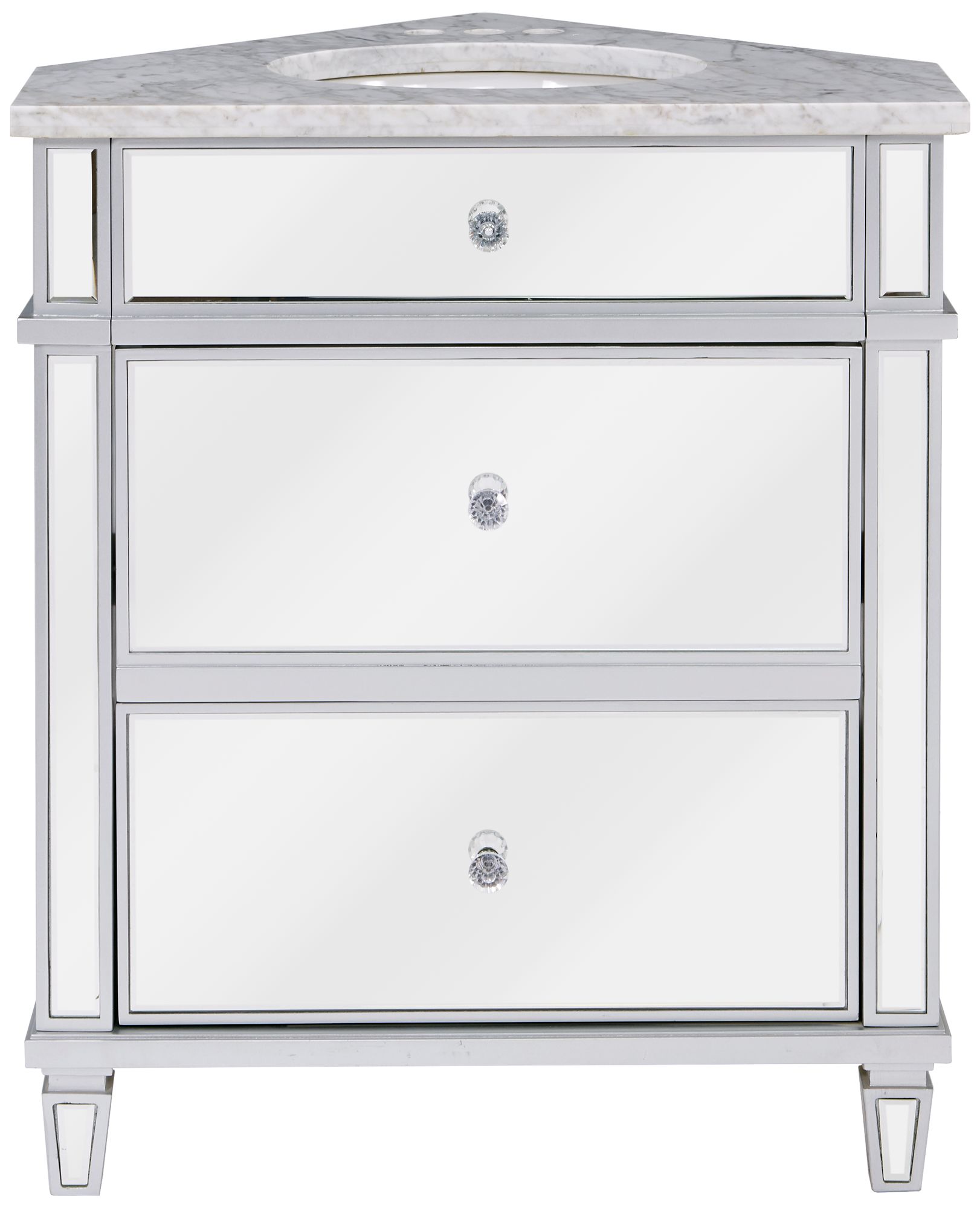 Abbington 29" Wide Mirrored Marble Corner Single Sink Vanity