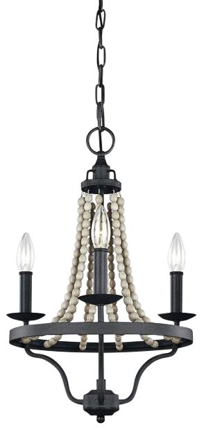 Feiss Nori 14 3/4" Wide Zinc Beaded 3-Light Chandelier