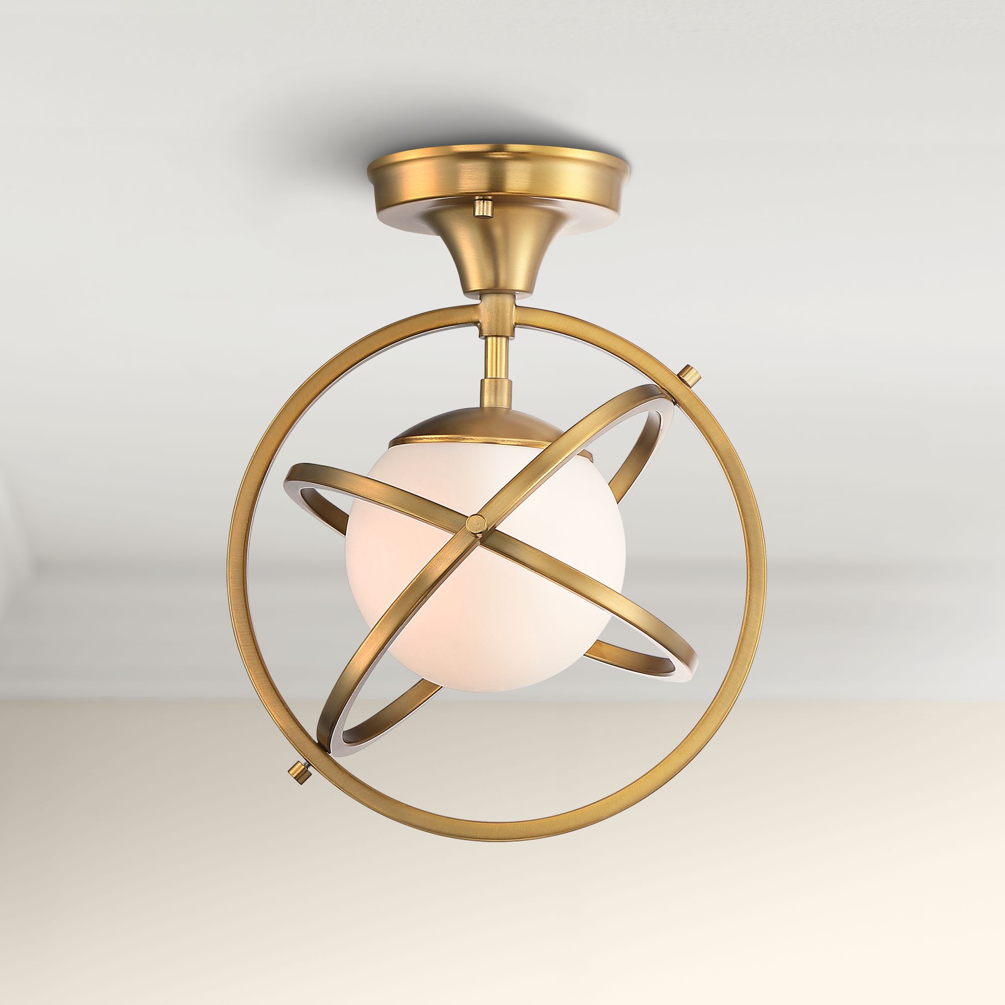 Possini Euro Altis 10 1 4 W Warm Brass Orb Ceiling Light Ebay