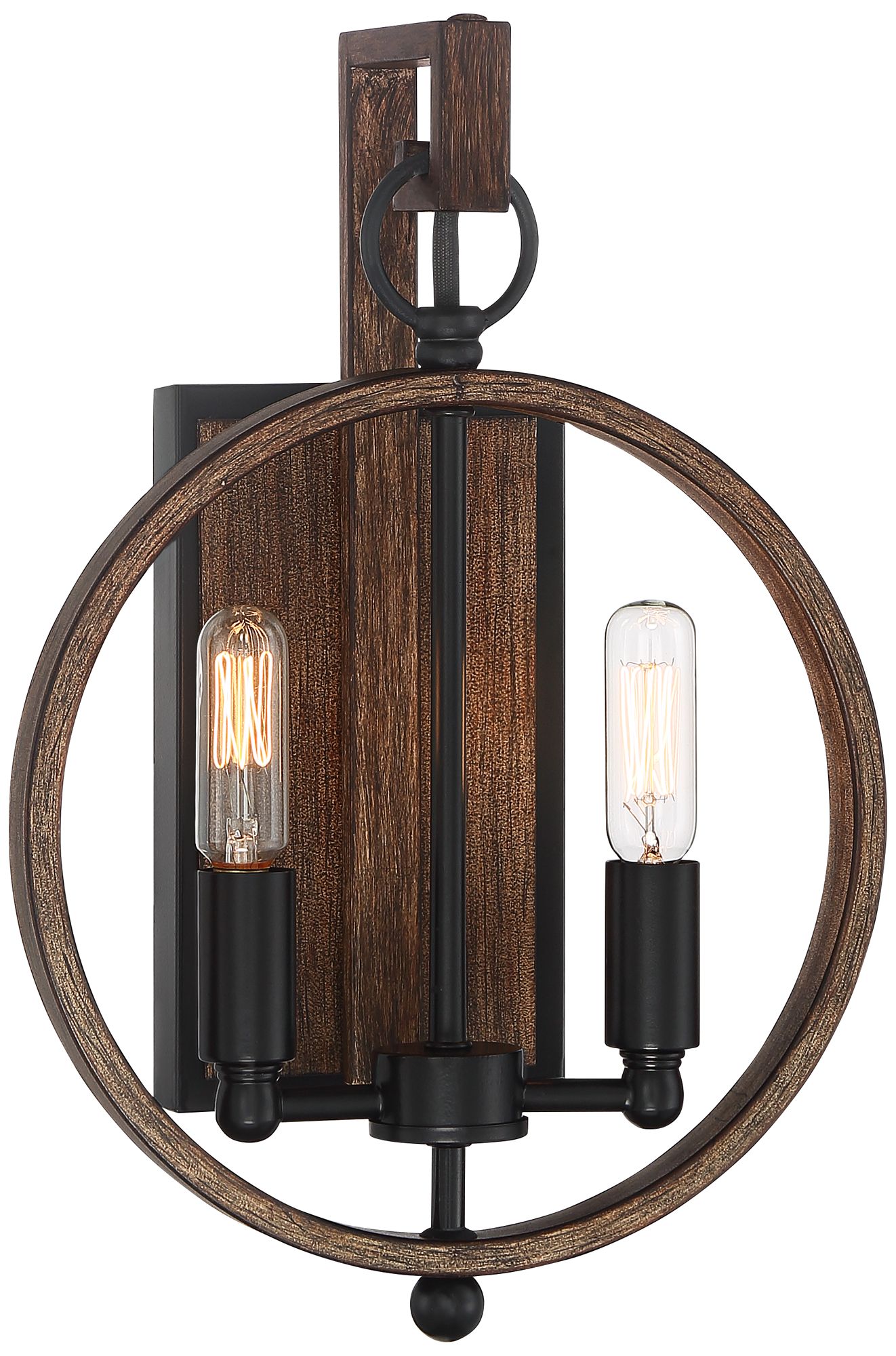 Possini Euro Giorgia 13" High Black and Wood Wall Sconce
