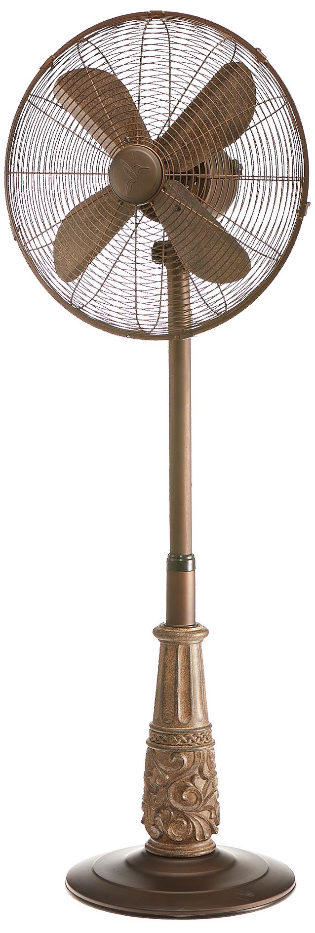 14" Sherwood Brown Carved Floor Fan
