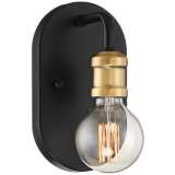 Possini Euro Aras 8&quot; High Black and Gold Brass Wall Sconce