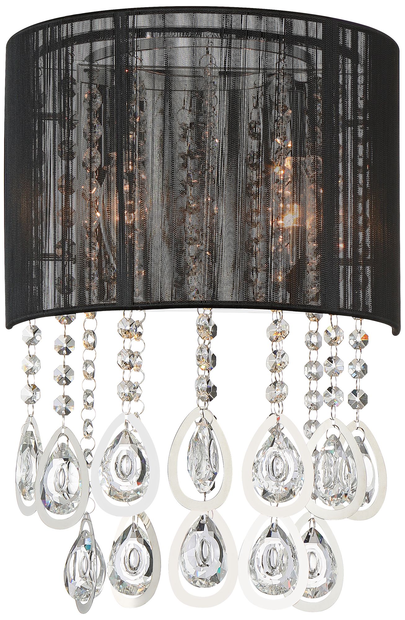 Possini Euro Leja 15 3/4"H Crystal Droplet Black Wall Sconce
