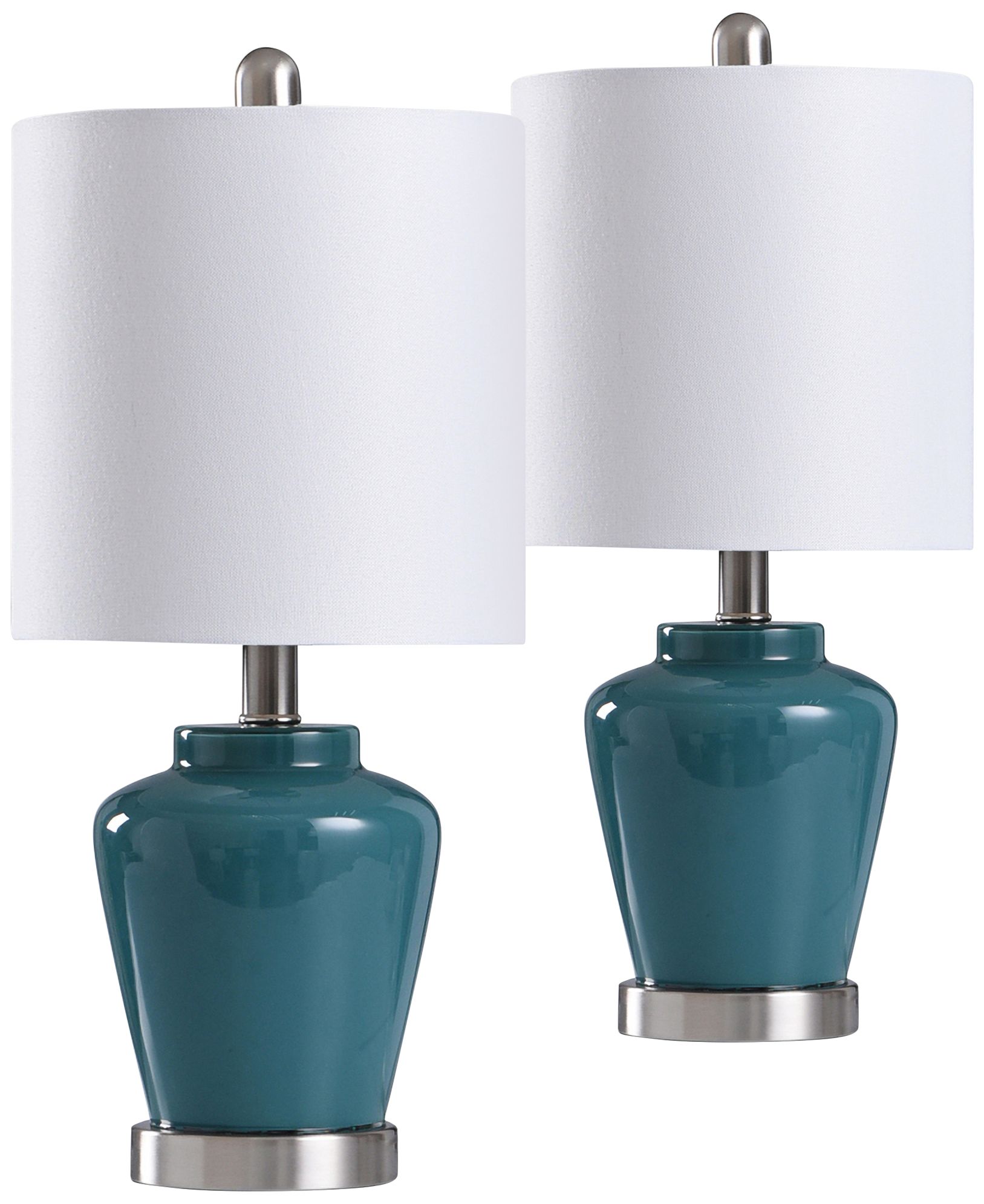 Teal Blue 18 1/2" High Glass Accent Table Lamps Set of 2