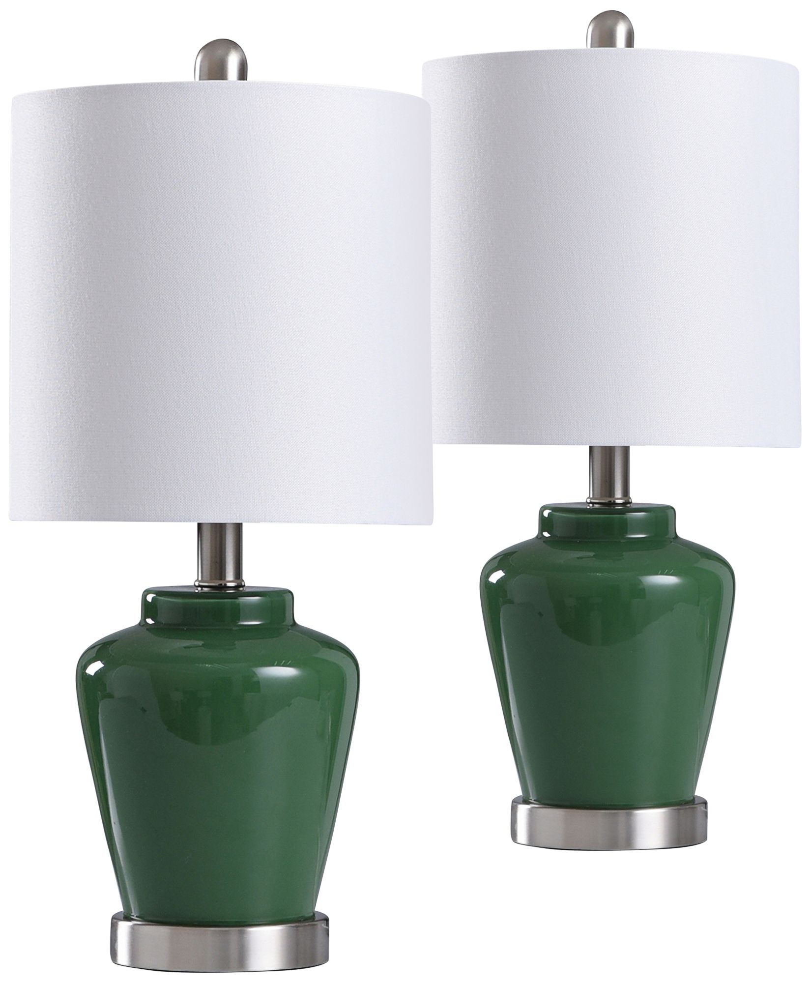 Green Glass 18 1/2" High Accent Table Lamps Set of 2