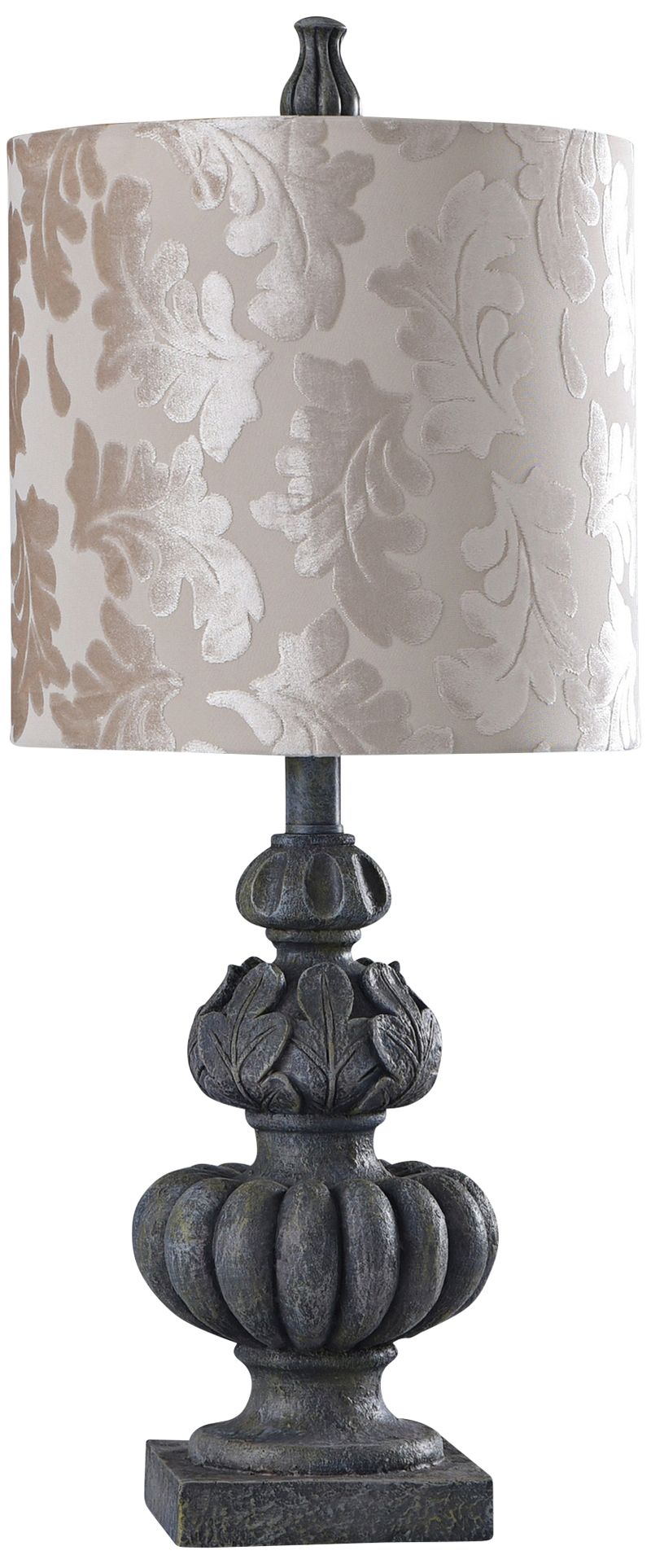 Slate Stone Finish Acanthus Leaf Print Table Lamp