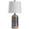 Haverhill Light Tan Wood and Silver Cylindrical Table Lamp