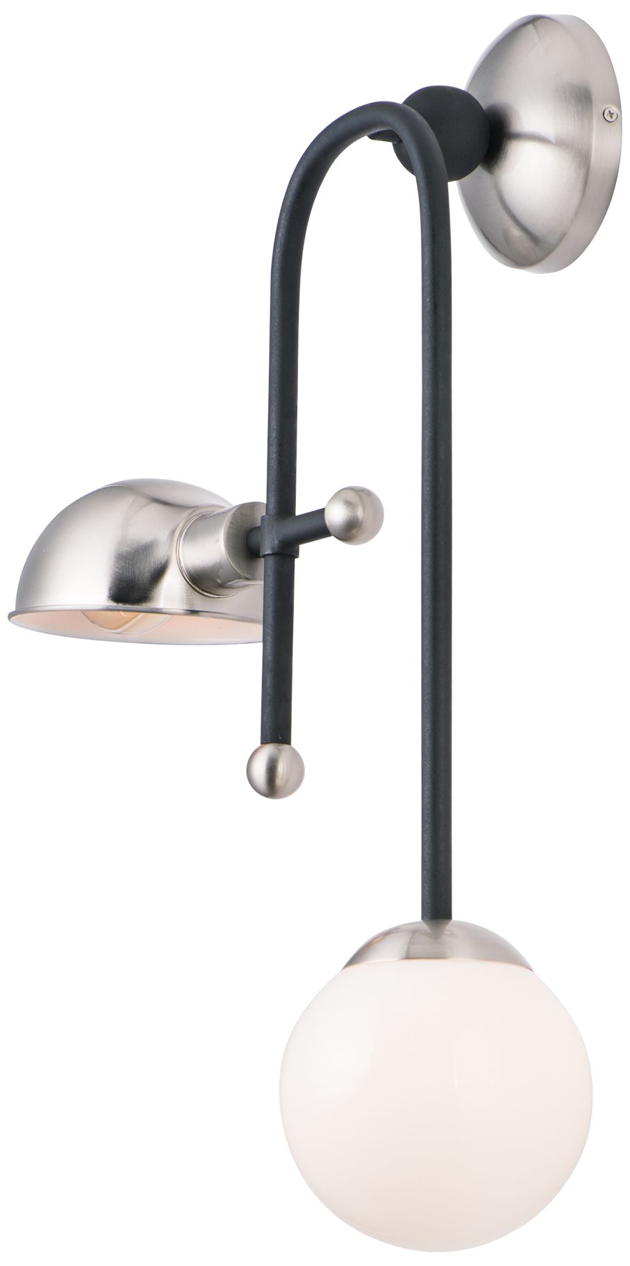 Mingle 25"H Satin Nickel and Black 2-Light LED Wall Sconce