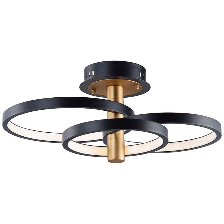ET2 Hoopla 15 3/4&quot; Wide Black and Gold LED Ceiling Light