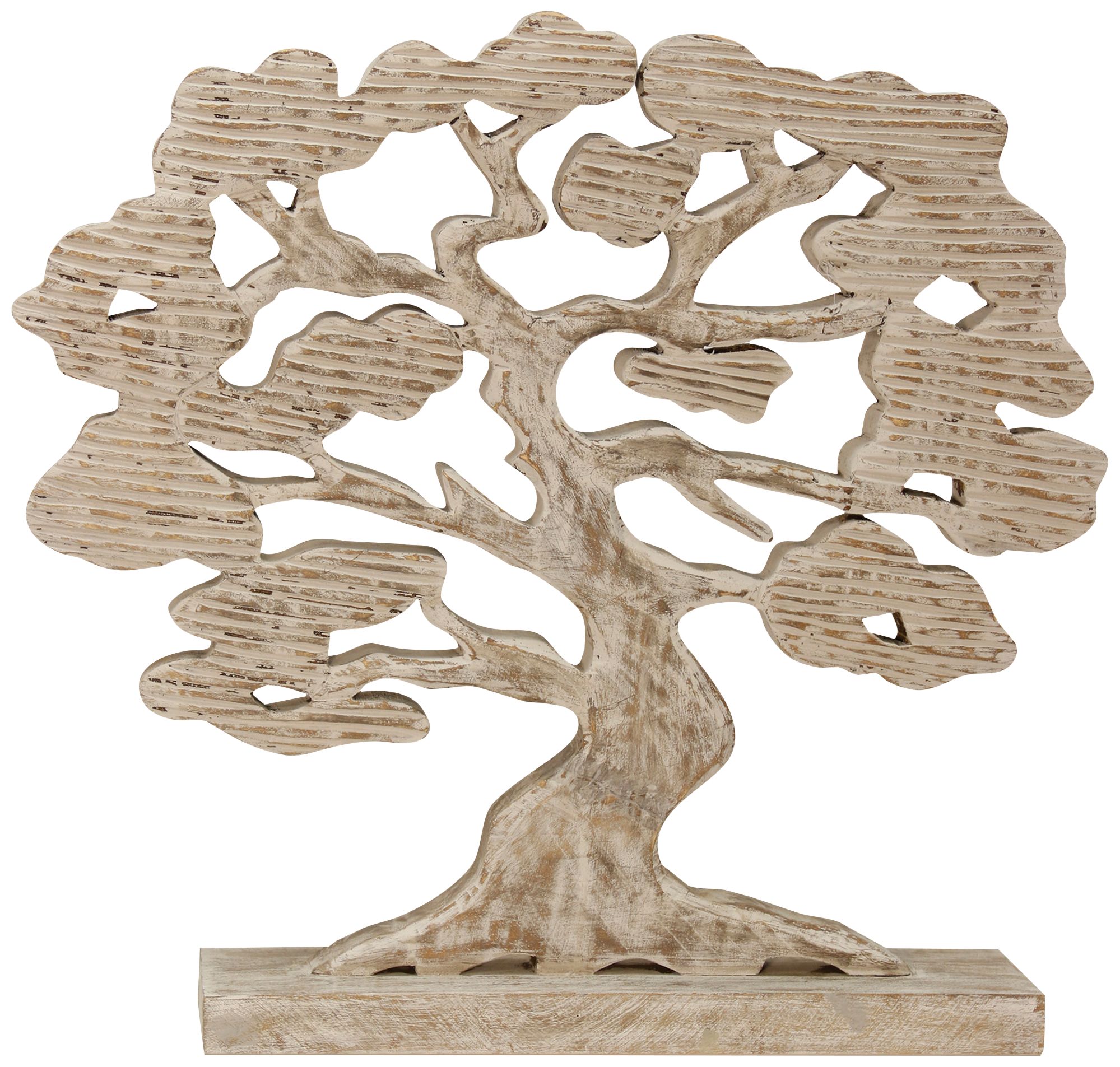 Tree of Life 22 1/2" High Natural Hand-Carved Wood Sculpture